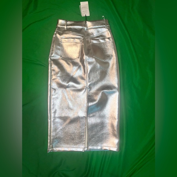 NWT 7 For All Mankind Silver Metallic Pencil Skirt size XS - Picture 4 of 9
